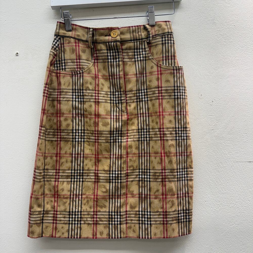 Vintage 90s Walking Art Burberry Animal Print Mini Skirt Spring Summer Chic